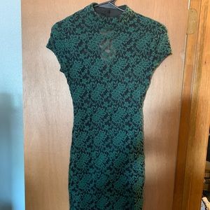 green lace tight dress